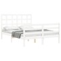 Estructura cama de matrimonio con cabecero madera maciza blanco de , Camas y somieres - Ref: Foro24-3193962, Precio: 151,48 €...