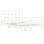 Estructura cama de matrimonio con cabecero madera maciza blanco de , Camas y somieres - Ref: Foro24-3193962, Precio: 151,48 €...