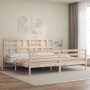 Double bed frame with solid wood headboard by , Beds and slatted bases - Ref: Foro24-3194911, Price: 167,79 €, Discount: %