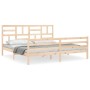 Double bed frame with solid wood headboard by , Beds and slatted bases - Ref: Foro24-3194911, Price: 167,79 €, Discount: %