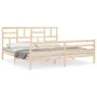 Double bed frame with solid wood headboard by , Beds and slatted bases - Ref: Foro24-3194911, Price: 165,33 €, Discount: %