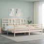 Estructura de cama de matrimonio con cabecero madera maciza de , Camas y somieres - Ref: Foro24-3194911, Precio: 165,31 €, De...