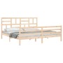 Double bed frame with solid wood headboard by , Beds and slatted bases - Ref: Foro24-3194911, Price: 167,79 €, Discount: %