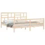 Double bed frame with solid wood headboard by , Beds and slatted bases - Ref: Foro24-3194911, Price: 165,33 €, Discount: %