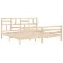 Double bed frame with solid wood headboard by , Beds and slatted bases - Ref: Foro24-3194911, Price: 165,33 €, Discount: %
