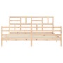 Double bed frame with solid wood headboard by , Beds and slatted bases - Ref: Foro24-3194911, Price: 167,79 €, Discount: %
