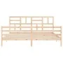 Double bed frame with solid wood headboard by , Beds and slatted bases - Ref: Foro24-3194911, Price: 165,33 €, Discount: %