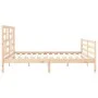 Double bed frame with solid wood headboard by , Beds and slatted bases - Ref: Foro24-3194911, Price: 165,33 €, Discount: %
