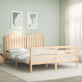 Bed frame with solid wood headboard 160x200 cm by , Beds and slatted bases - Ref: Foro24-3194191, Price: 169,97 €, Discount: %
