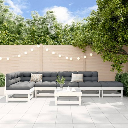 Gartenmöbel-Set 7-teilig aus massivem weißem Kiefernholz von , Gartensets - Ref: Foro24-3186509, Preis: 398,16 €, Rabatt: %