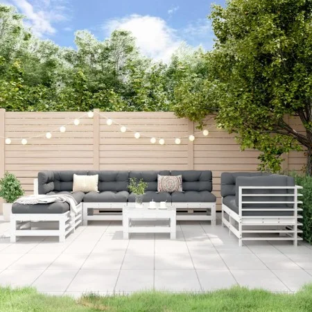 Garden table and high stools 9 pieces solid white pine wood by , Garden sets - Ref: Foro24-3186299, Price: 571,52 €, Discount: %