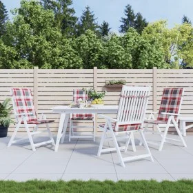 Gartenstuhlkissen mit hoher Rückenlehne, 4 Stück, rot kariert, 120 x 50 x 3 cm von , Kissen für Stühle und Sofas - Ref: Foro2...