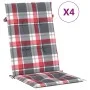 High back garden chair cushion 4 pcs red plaid 120x50x3 cm by , Cushions for chairs and sofas - Ref: Foro24-314126, Price: 64...