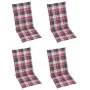 Gartenstühle, 4 Stück, massives Teakholz, rot karierte Kissen von , Gartenstühle - Ref: Foro24-3065543, Preis: 517,02 €, Raba...