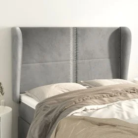 Headboard with light gray velvet ears 147x23x118/128 cm by , Headboards and footboards - Ref: Foro24-3117864, Price: 102,54 €...