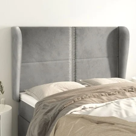 Kopfteil mit hellgrauen Samtohren 147x23x118/128 cm von , Kopf- und Fußteile - Ref: Foro24-3117864, Preis: 102,54 €, Rabatt: %