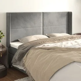 Kopfteil mit hellgrauen Samtohren 163x16x118/128 cm von , Kopf- und Fußteile - Ref: Foro24-3119494, Preis: 106,69 €, Rabatt: %