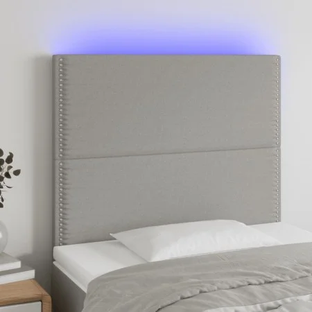 Headboard with LED lights light gray fabric 90x5x118/128 cm by , Headboards and footboards - Ref: Foro24-3122266, Price: 55,8...