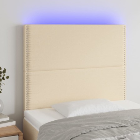 Kopfteil mit LED-Leuchten, cremefarbener Stoff, 100 x 5 x 118/128 cm von , Kopf- und Fußteile - Ref: Foro24-3122279, Preis: 5...
