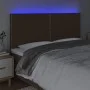 Cabecero con luces LED tela marrón oscuro 160x5x118/128 cm de , Cabeceros y pies de cama - Ref: Foro24-3122293, Precio: 89,26...