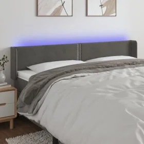 Dunkelgraues Samtkopfteil mit LED 163x16x78/88 cm von , Kopf- und Fußteile - Ref: Foro24-3123151, Preis: 72,55 €, Rabatt: %