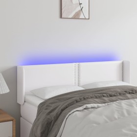 Cabecero con LED cuero sintético blanco 147x16x78/88 cm de , Cabeceros y pies de cama - Ref: Foro24-3123187, Precio: 75,38 €,...