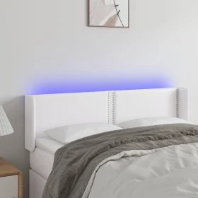 Kopfteil mit LED, weißem Kunstleder, 147 x 16 x 78/88 cm von , Kopf- und Fußteile - Ref: Foro24-3123187, Preis: 74,05 €, Raba...