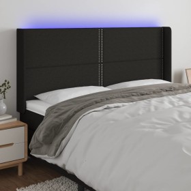 Kopfteil aus schwarzem Stoff mit LED 183x16x118/128 cm von , Kopf- und Fußteile - Ref: Foro24-3123924, Preis: 110,86 €, Rabat...