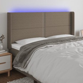 Headboard with LED in taupe gray fabric 163x16x118/128 cm by , Headboards and footboards - Ref: Foro24-3123918, Price: 121,99...