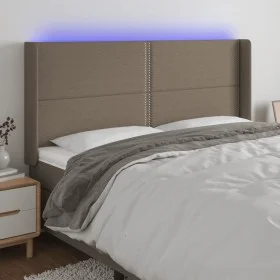 Headboard with LED in taupe gray fabric 163x16x118/128 cm by , Headboards and footboards - Ref: Foro24-3123918, Price: 120,85...