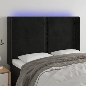 Black velvet headboard with LED 147x16x118/128 cm by , Headboards and footboards - Ref: Foro24-3123958, Price: 118,30 €, Disc...
