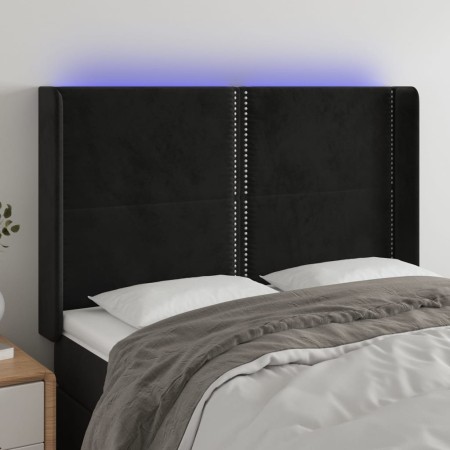 Kopfteil aus schwarzem Samt mit LED 147x16x118/128 cm von , Kopf- und Fußteile - Ref: Foro24-3123958, Preis: 106,64 €, Rabatt: %