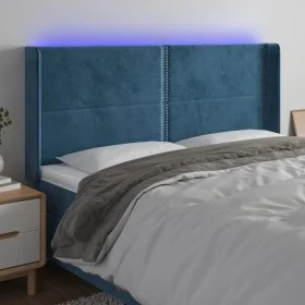 LED-Kopfteil aus dunkelblauem Samt, 163 x 16 x 118/128 cm von , Kopf- und Fußteile - Ref: Foro24-3123966, Preis: 130,86 €, Ra...