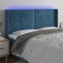 LED-Kopfteil aus dunkelblauem Samt, 163 x 16 x 118/128 cm von , Kopf- und Fußteile - Ref: Foro24-3123966, Preis: 133,68 €, Ra...