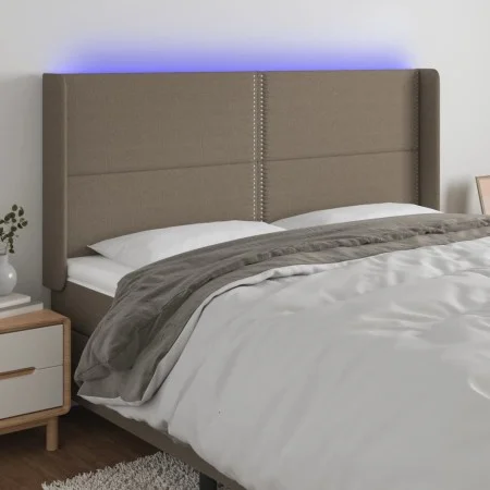 Headboard with LED in taupe gray fabric 183x16x118/128 cm by , Headboards and footboards - Ref: Foro24-3123926, Price: 106,79...