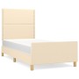 Bed frame with cream fabric headboard 100x200 cm by , Beds and slatted bases - Ref: Foro24-3124957, Price: 119,57 €, Discount: %