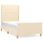 Bed frame with cream fabric headboard 100x200 cm by , Beds and slatted bases - Ref: Foro24-3124957, Price: 125,57 €, Discount: %