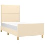 Bed frame with cream fabric headboard 100x200 cm by , Beds and slatted bases - Ref: Foro24-3124957, Price: 119,57 €, Discount: %