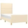 Bed frame with cream fabric headboard 100x200 cm by , Beds and slatted bases - Ref: Foro24-3124957, Price: 125,57 €, Discount: %