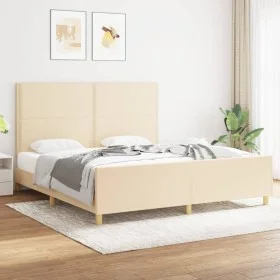 Bed frame with cream fabric headboard 180x200 cm by , Beds and slatted bases - Ref: Foro24-3124997, Price: 242,88 €, Discount: %