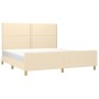 Bed frame with cream fabric headboard 180x200 cm by , Beds and slatted bases - Ref: Foro24-3124997, Price: 247,66 €, Discount: %