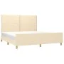 Estructura de cama con cabecero de tela color crema 180x200 cm de , Camas y somieres - Ref: Foro24-3124997, Precio: 243,23 €,...