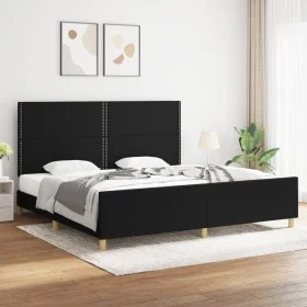 Bed frame with black fabric headboard 200x200 cm by , Beds and slatted bases - Ref: Foro24-3125002, Price: 233,87 €, Discount: %