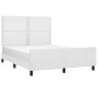 White synthetic leather headboard bed frame 140x190 cm by , Beds and slatted bases - Ref: Foro24-3125507, Price: 215,40 €, Di...