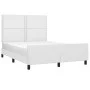 White synthetic leather headboard bed frame 140x200 cm by , Beds and slatted bases - Ref: Foro24-3125513, Price: 228,73 €, Di...