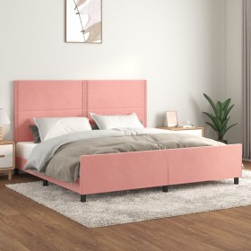 Rosa Samtbettgestell mit Kopfteil 200x200 cm von , Betten und Lattenroste - Ref: Foro24-3125719, Preis: 206,63 €, Rabatt: %
