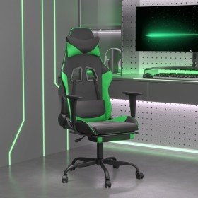 Silla gaming con reposapiés cuero sintético negro verde en Sillas gaming | Comprar online en Foro24