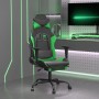 Silla gaming con reposapiés cuero sintético negro verde en Sillas gaming | Comprar online en Foro24