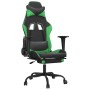 Silla gaming con reposapiés cuero sintético negro verde en Sillas gaming | Comprar online en Foro24