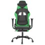 Silla gaming con reposapiés cuero sintético negro verde en Sillas gaming | Comprar online en Foro24